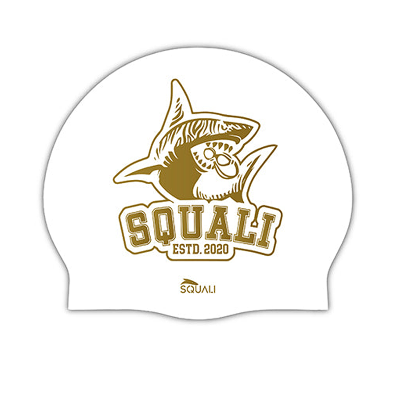 Gorro Natación Silicona Squali Blanco Dorado
